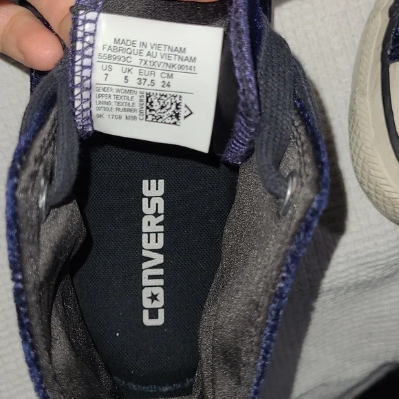 CONVERSE Velvet Size 7 Navy High-Top Sneakers with Studs - Picture 10 of 15